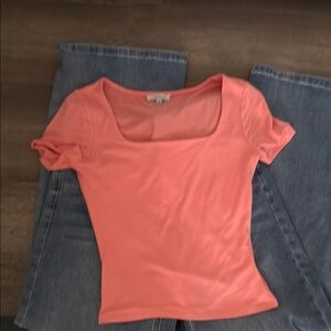 Fitted Orange and Pink Short Sleeve Bodysuit
